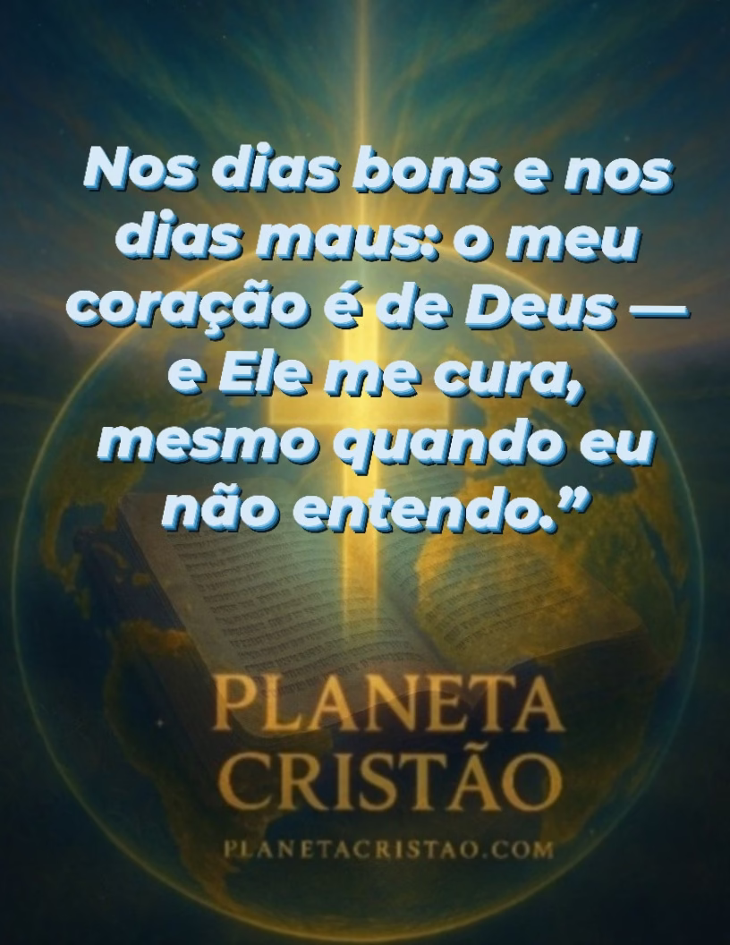 O luto me ensinou que fé não é ausência de dor; fé é continuar entregando o coração ao dono do amanhã mesmo quando o hoje arde. Deus transformou aquele pó de lágrimas em sementes que floresceram depois — eu vi renovo; eu vi misericórdia; eu vi alegria voltando aos poucos.