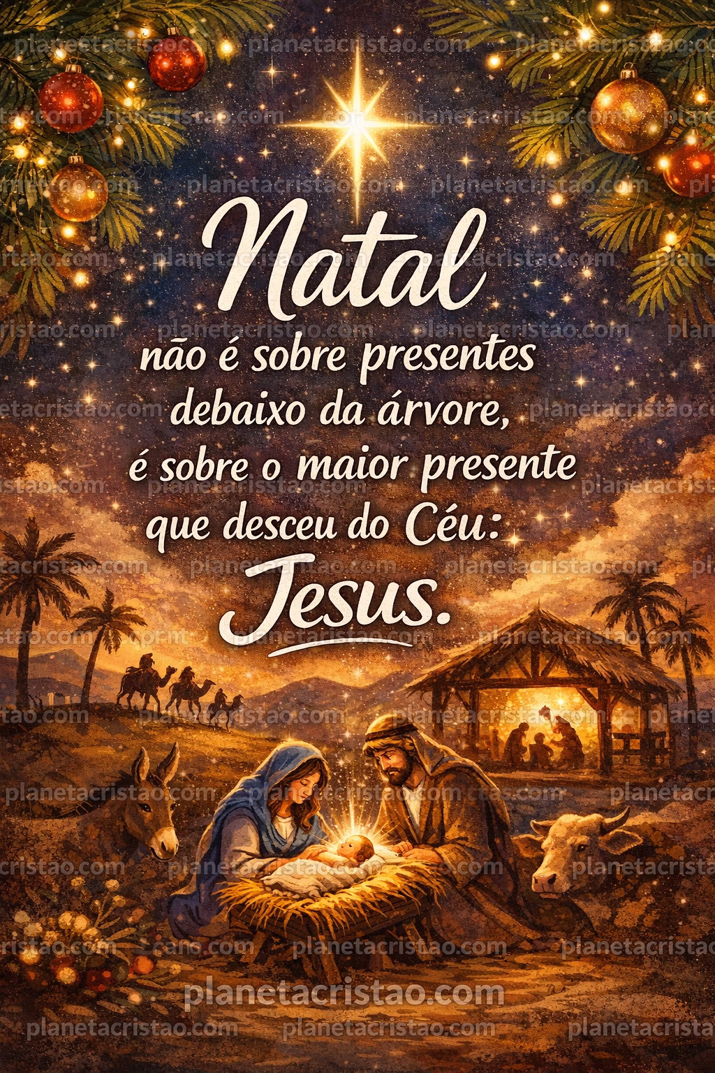 Natal não é sobre presentes debaixo da árvore,é sobre o maior presente que desceu do Céu: Jesus.