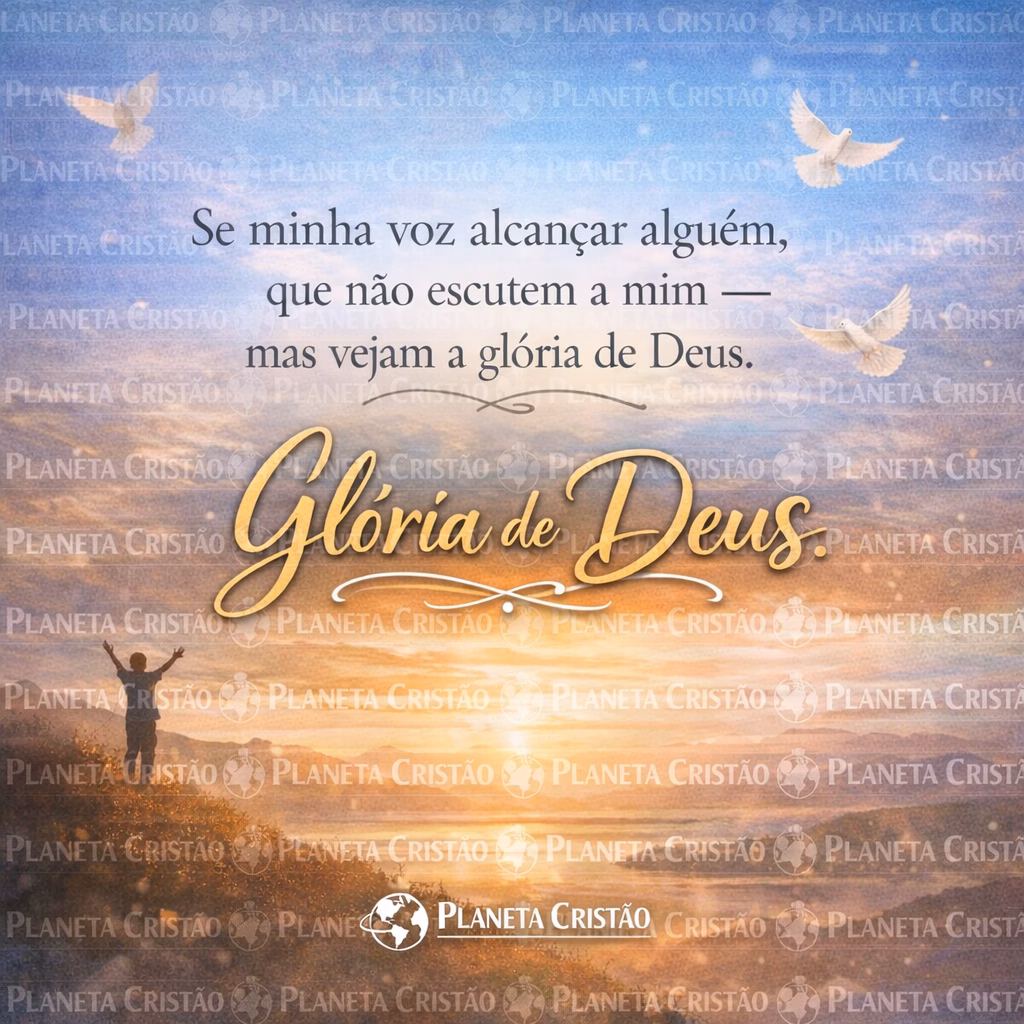 Se minha voz alcançar alguém, que não escutem a mim — mas vejam a glória de Deus.”Planeta Cristão